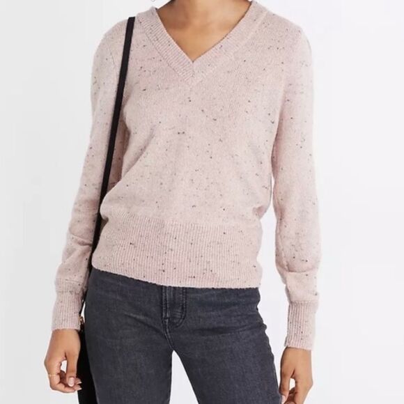 Madewell Wool Blend Muted Pink V Neck Sweater - Picture 1 of 10